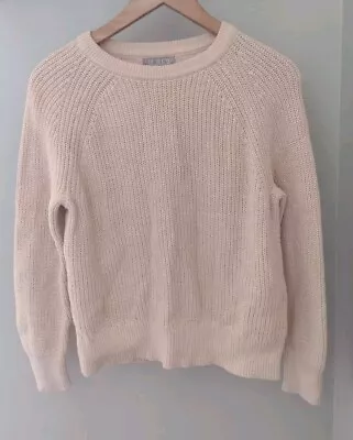 J. Crew Cotton Fisherman  Crewneck Sweater Size Small Cream Minimalist BN190 • $22.49