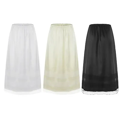 Half Slip Underskirt For Womens Lace Trim Elastic Waist Petticoat Under Dresses • £5.51