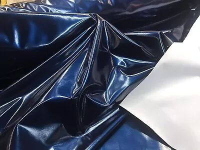 4 Way Stretch Spandex Dance Wear Fabric By The Yard (Navy Blue Glossy Vinyl) • $29.99