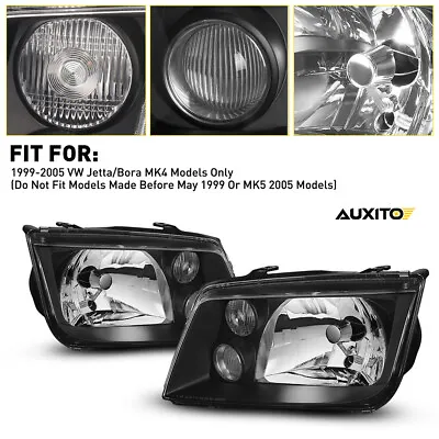 BLACK Housing Clear Lens Headlight Fog Lamp For 1999 2000-2005 VW Jetta/Bora MK4 • $82.64