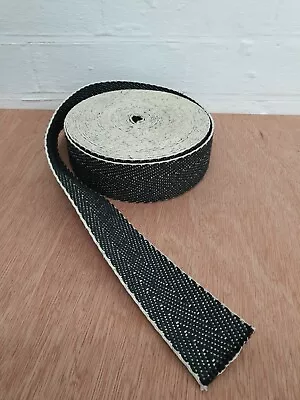 £13.98 • Buy 10m Black & White Herringbone Webbing 2  (50mm) Upholstery Supplies 