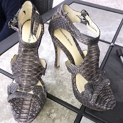 $60 • Buy Alexandre Birman Taupe Python Leather Snake Skin Stiletto  Shoes A Beauty  Sz8