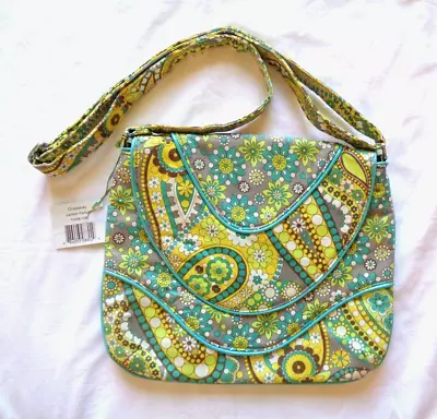 NWT Vera Bradley Lemon Parfait Crossbody Bag Purse Flat Adjustable Yellow Green • $14.99