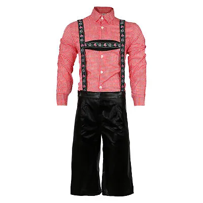 £19.99 • Buy Deluxe Bavarian Man Costume Oktoberfest Fancy Dress Faux Leather Lederhosen