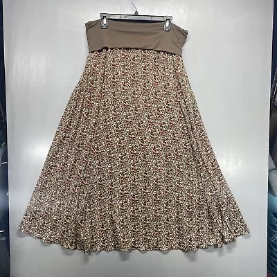 Monroe & Main Long Maxi Skirt Floral Fold Over Waist Lined Sheer Brown Sz XL • $12.08