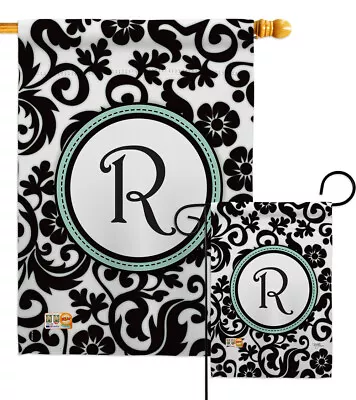 Damask R Initial Simply Beauty Monogram First Last Name Garden House Yard Flag • $78.95