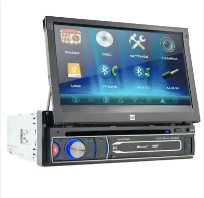 Motorized Touch Screen Single DIN Car Stereo Receiver Bluetooth CD/DVD Player  • $96