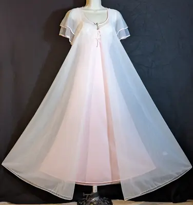 VTG Val Mode DBL Chiffon Peignoir & Stunning Full Sweep Nightgown Blended Set L • $149.99