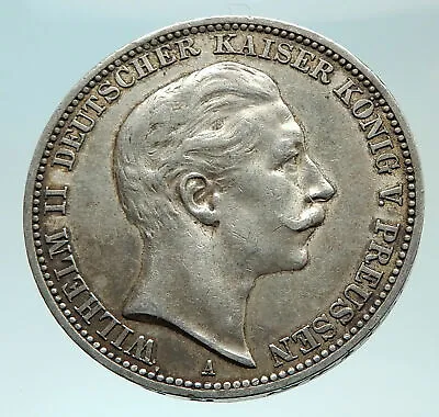 $138.80 • Buy 1909 PRUSSIA KINGDOM Germany WILHELM II Silver 3 Mark German Coin I75942