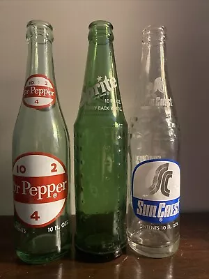 Coke Bottle Lot 1976 SPRITE 10oz MONEY BACK BOTTLE Dr Pepper 10 2 4 Sun Crest A4 • $19.99