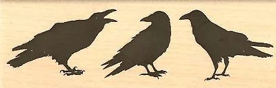 Crow Trio Halloween Wood Mounted Rubber Stamp IMPRESSION OBSESSION D7997 NEW • $15.16