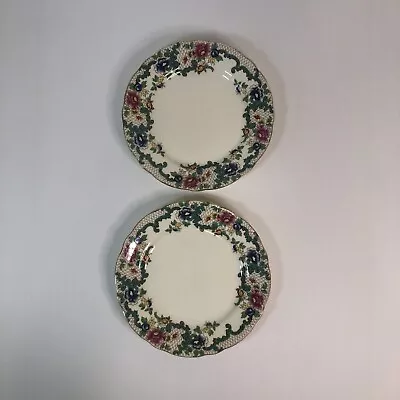 Royal Cauldron England Victoria Round Floral Gold Trim Salad Plates Set Of 2 • $28