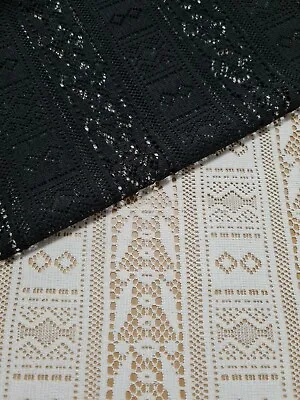 Lace Fabric Black And Cream - Sold By The Metre • £4.49