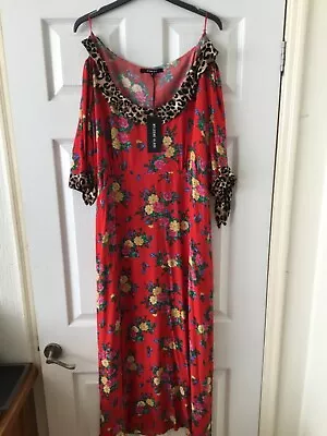 Ladies Myleene Klass Designer Red Flower Print Chiffon Dres Size 22 BNWT Monsoon • £3
