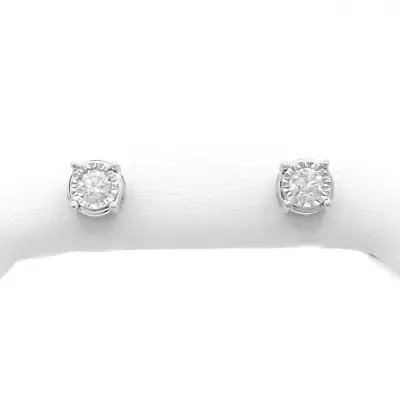 14k White Gold Diamond Hidden Frame Screw Back Stud Earrings Illusion Set Zales • $755.25