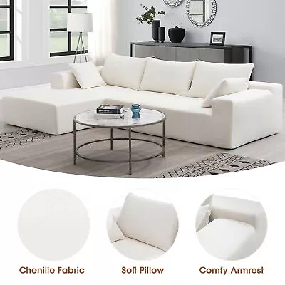 Modern Minimalist Style L-Shape Cream Modular Sectional Living Room  Sofa Set • $860.19