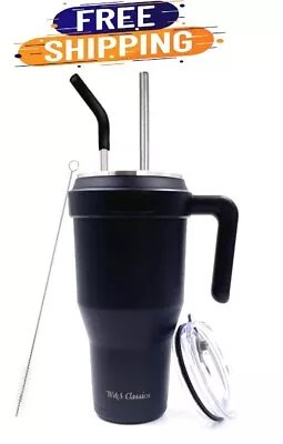 Classic 40OZ Tumbler H2.0 | Vaccum Insulated Travel Mug With Handle And Straw | • $19.75