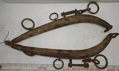 Pair - Antique Horse Collar HAMES Mule Yoke Wood And Metal 20” Length - 0411242 • $20.04