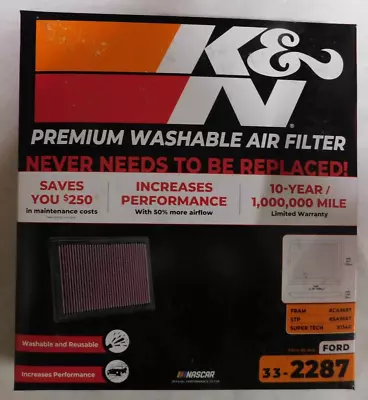 K&N 33-2287 Replacement Air Filter For Select 2005-08 Ford F-150 Models • $44.95