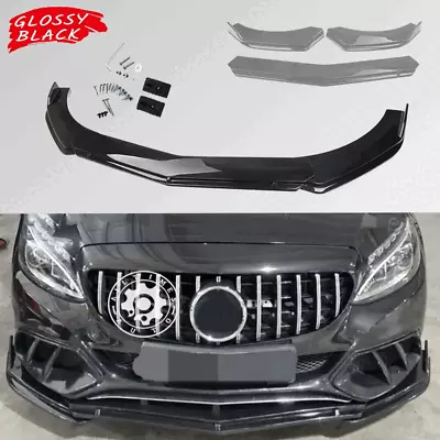 For Benz C43 C63 AMG W205 Gloss Black Front Bumper Lip Splitter Spoiler Panel CT • $62.99