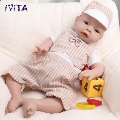 IVITA 20'' Handmade Sleeping Baby Mouth Open Boy Lifelike Silicone Reborn Doll • $175.20