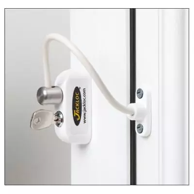 L21666 - JACKLOC Pro-5 Lockable Cable Window Lock - White • £26.24