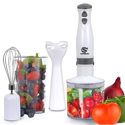 4-IN-1 Hand Stick Blender Stainless Steel Blades Food Mixer 700W Beaker Juice • £20.91