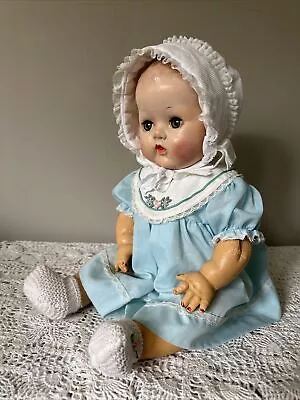 Vintage Effanbee Dy-Dee Rubber Baby Doll 20  Applied Ears Sleep Eyes 1940s Heavy • $45