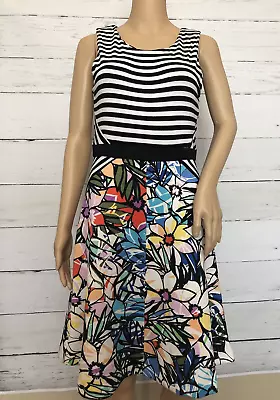 Spense Floral Striped Sleeveless Tank Style Dress Womens Size 8 Q7 • $12