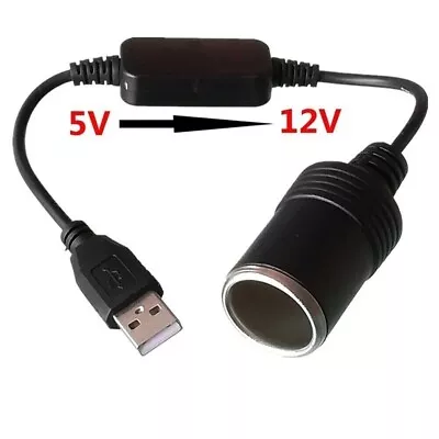 Car Cigarette Lighter Socket USB 5V To 12V Converter Adapter Plug Accessories • £3.69