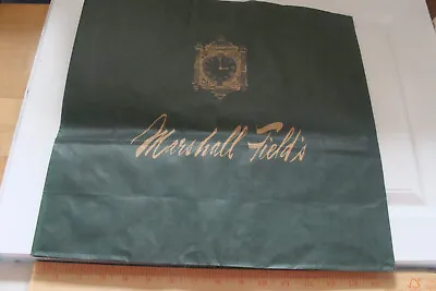 Marshall Field's USED Green Paper Shopping  Bag 15  X 16  X 6   Clock Logo • $17.60
