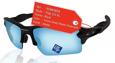 Oakley Flak 2.0 XL Black Prizm Deep Water Polarized Lens Sunglasses OO9188 • $149.50