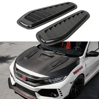 Sport Carbon Fiber Air Flow Vent Bonnet Car Front Hood Louver Cover Trim Decor • $19.79