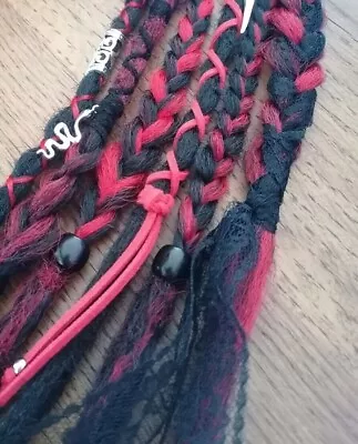 Goth RED And BLACK Dreadlocks Hair Extension Synthetic Hair Clip-In Hairband • £145