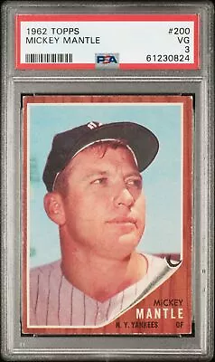 1962 Topps Baseball #200 Mickey Mantle PSA 3 • $167.50