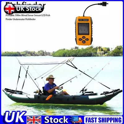 Echo Sounder Wired Sonar Fish Finder LCD Screen 100m Depth Locator Fishfinder UK • £31.99