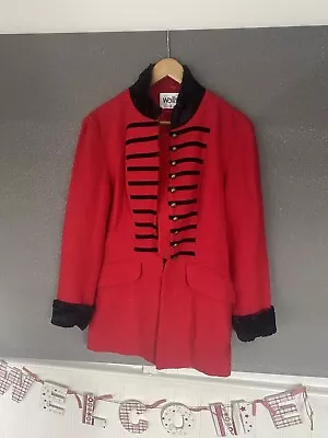Wallis Bright Red Military Coat Jacket Cheryl Cole Michael Jackson Size 14 • £25