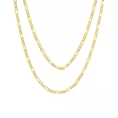 10K Yellow Gold Mens Solid 5mm Diamond Cut Pave Figaro Chain Necklace 18 - 30  • $484.98