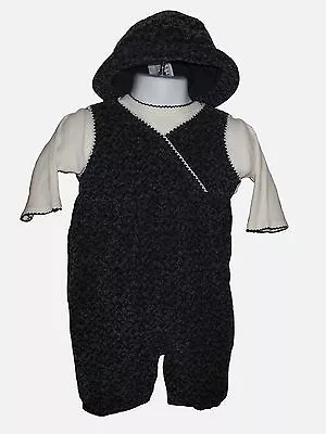 Macys Fieldgear Infant Girl 3 Pc Set Corduroy Overalls Shirt Hat Navy Size 6 Mos • $8.90