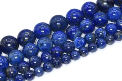 Deep Blue Lapis Lazuli Beads Grade A Round Gemstone Loose Beads 4/6/8/9-10MM • $3.79