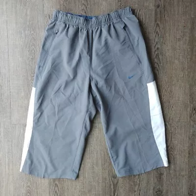 Vintage Nike Men's Parachute Track Shorts Size Medium Fit Dry Gray Orange Tag • $18.99