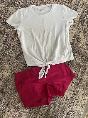 J.Crew Women’s Size 0 (29 W) Shorts & MADEWELL Sz S White Tie Textured Top LOT • $14.99