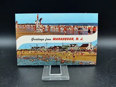 Manasquan NJ Vintage Postcard Swimming Ocean Beach Shore Houses • $4.95