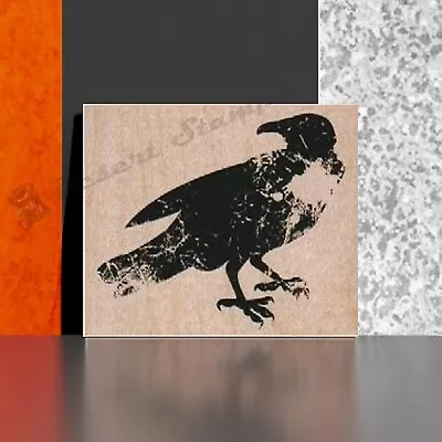 Mounted Rubber Stamp Crow Raven Faded Crow Halloween Bird Aviary Ravens • $9.40