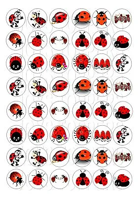 48 Mini Ladybirds / Bugs Cupcake Topper Wafer Rice Edible Fairy Cake  Toppers • £2.50