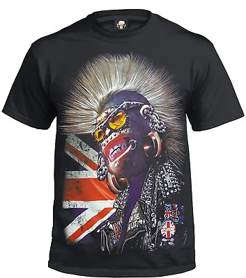 PUNK GORILLA T-Shirt/Biker/Union Jack/Anarchy/Studs/Piercings/Rock/Xmas Gift/Top • £12.99