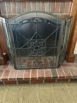 Handmade Vintage Leaded Beveled Glass Fireplace Screen • $325