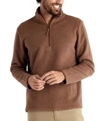 Free Fly Fleece Pullover Mens 1/4 Zip Sherpa Bamboo In Mustang Brown Sz XL • $54.99