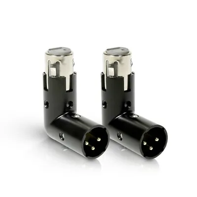 Pair Of 2 XLR 3-Pin Right Angle Adapter Male And Female Adjustable 4 Angle • $30.99