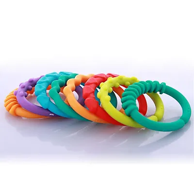 Rainbow Teether Ring Links Plastic Baby Kids Infant Stroller Gym Play Mat Toys R • £2.56